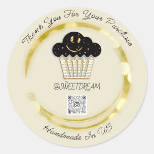 Vielen Dank Shop Schokolade Muffin QR CODEGold Smi Runder Aufkleber