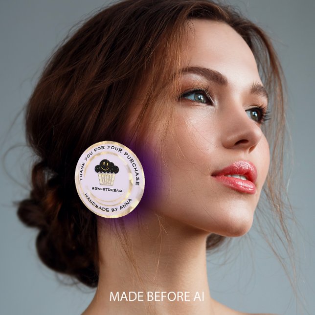 Vielen Dank Shopping Chocolate Muffin Lila Lächeln Runder Aufkleber (Thank You Shopping Chocolate Muffin Purple Smile Classic Round Sticker)