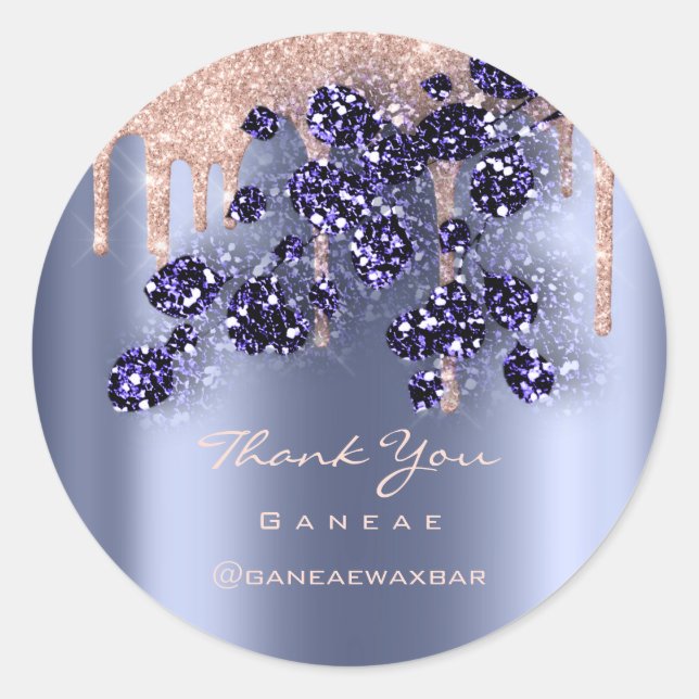 Vielen Dank Shopping Rose Glitzer Blue Floral Runder Aufkleber (Vorderseite)