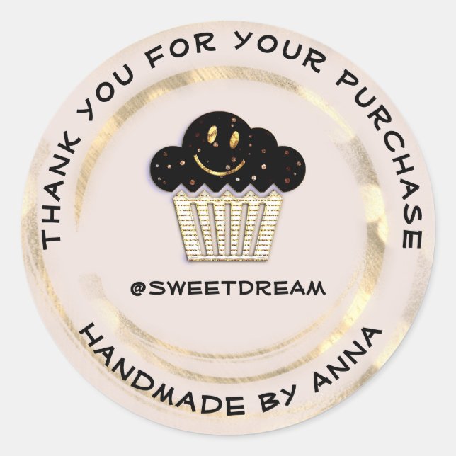 Vielen Dank Shopping Schokolade Muffin Smile Pink Runder Aufkleber (Vorderseite)