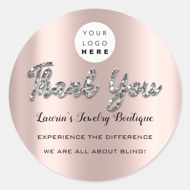 Vielen Dank Silver Script Name Online Shop Web-Log Runder Aufkleber (Vorderseite)