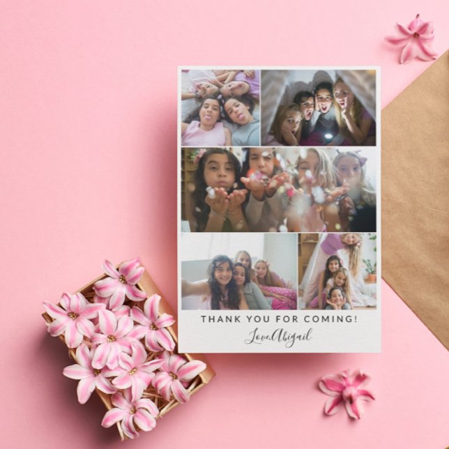 Vielen Dank Sleepover Girl's Party Foto Collage Dankeskarte (Von Creator hochgeladen)