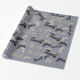 Vielen Dank, Smoky Gray Gold Caligraphy Gefallen Geschenkpapier