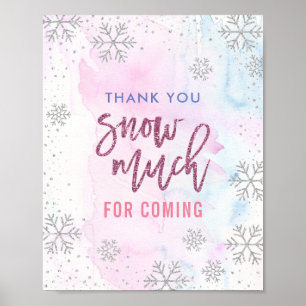 Vielen Dank SNOW Much Snowflake Glitzer Magenta Poster