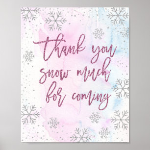 Vielen Dank SNOW Much Snowflake Glitzer Magenta Poster