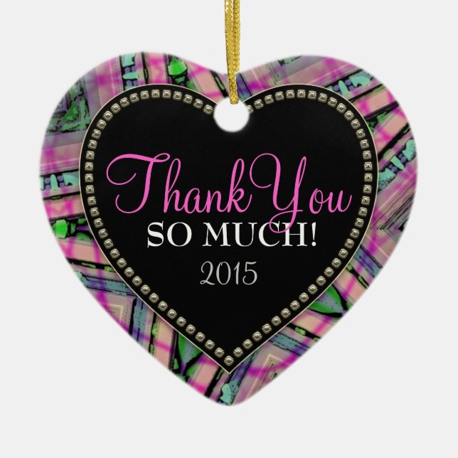 Vielen Dank, so viel Abstrakte rosa Herzdekoration Keramik Ornament (Vorne)