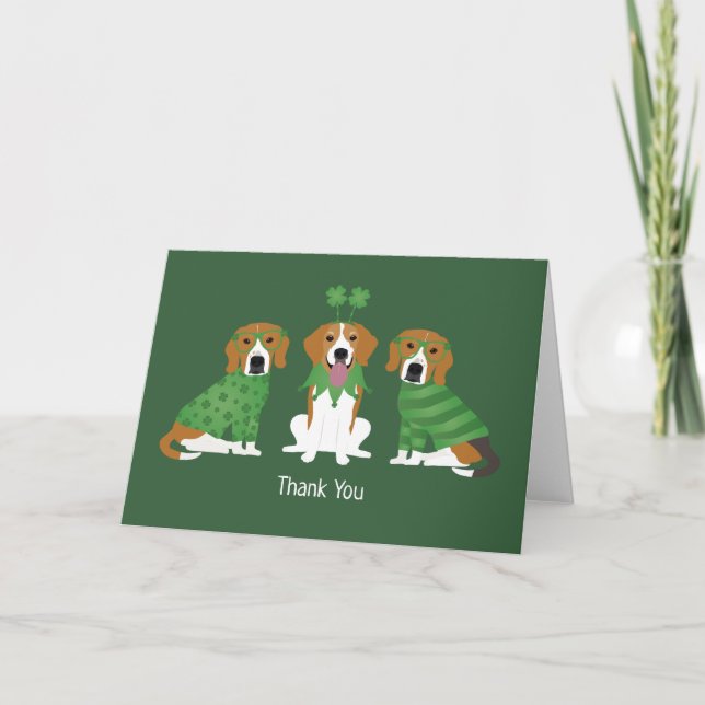 Vielen Dank St Patricks Day Beagle Hunde Dankeskarte (Vorderseite)