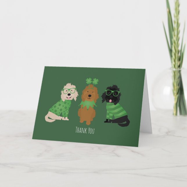 Vielen Dank St Patricks Day Goldendoodle Hunde Dankeskarte (Vorderseite)