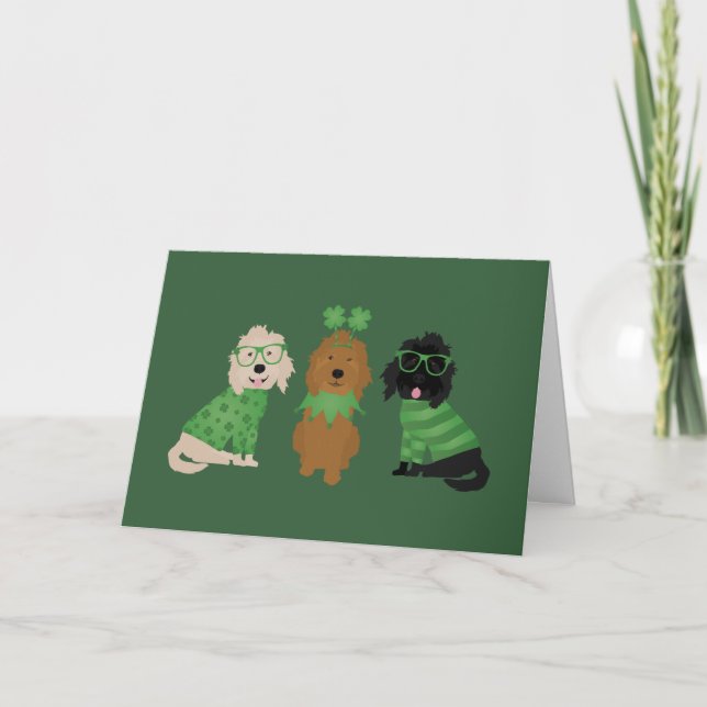 Vielen Dank St Patricks Day Goldendoodle Hunde Dankeskarte (Vorderseite)