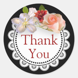 Vielen Dank, Sticker Schwarz und Korallen Floral B