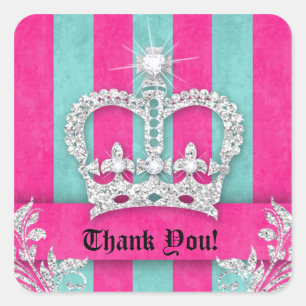 Vielen Dank Stripes Grad Jewelry Pink Crown Blue Quadratischer Aufkleber
