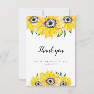 Vielen Dank Sunflower Brautparty Watercolor Flora Dankeskarte