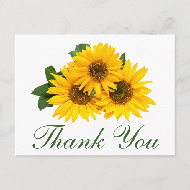 Vielen Dank Sunflower Floral Grußkarte Postkarte (Vorderseite)