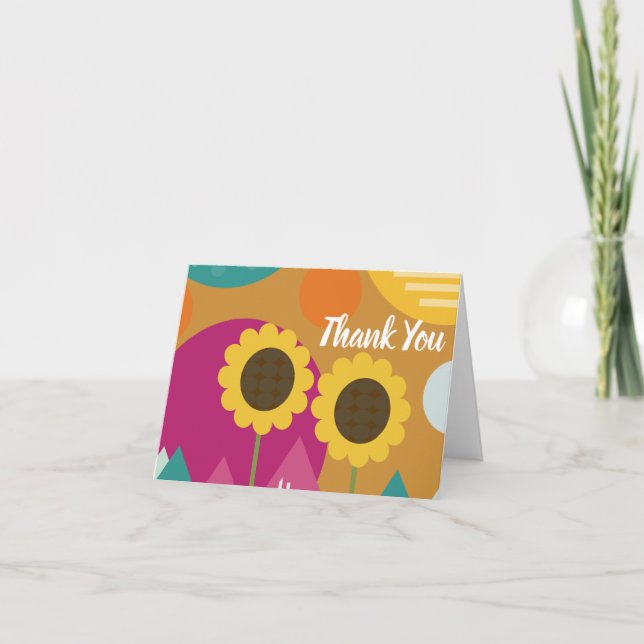 Vielen Dank Sunshine Sunflowers Party Cards Dankeskarte (Vorderseite)