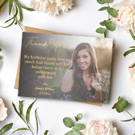 Vielen Dank, süß 16 Geburtstag Gold verblasste Fot Mitteilungskarte