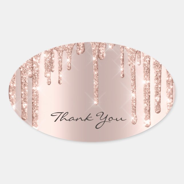 Vielen Dank Sweet 16. Rosa Rose Gold Spark Glam Ovaler Aufkleber (Vorderseite)