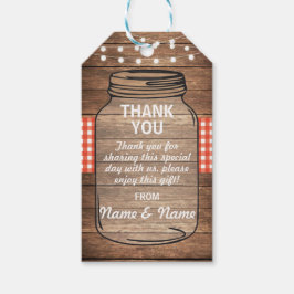 Vielen Dank Tag Watercolor Bridal Red Gingham Geschenkanhänger