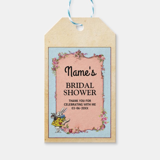 Vielen Dank Tag Wonderland Rabbit Brautparty Geschenkanhänger (Vorderseite)