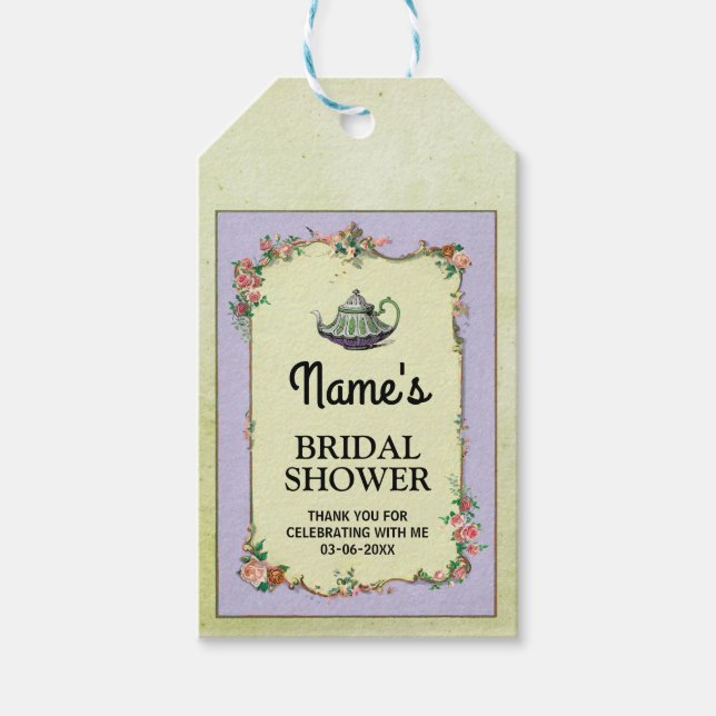 Vielen Dank Tag Wonderland Teapot Brautparty Geschenkanhänger (Vorderseite)