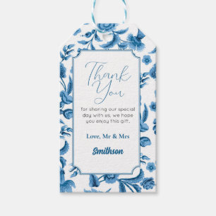 Vielen Dank Tags Wedding Chintz Blue & White Flora Geschenkanhänger
