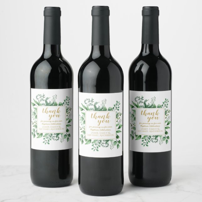 Vielen Dank Taufe WINE LABELS Geschenk Idee Weinetikett (Flaschen)