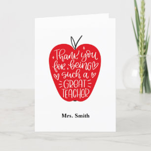 Vielen Dank Teacher Modern Letters Card Dankeskarte