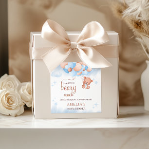 Vielen Dank Teddy Bär Baby Shower  Quadratischer Aufkleber