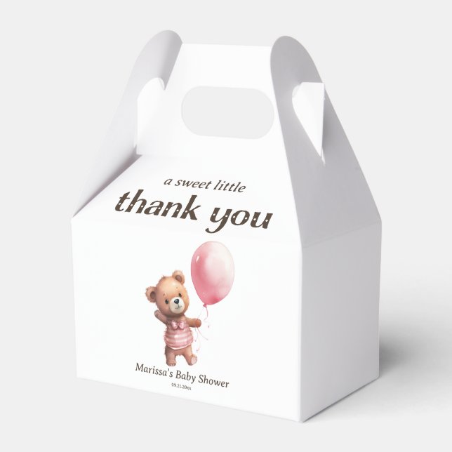 Vielen Dank Teddy Bear Girl Baby Dusche Geschenkschachtel (Vorderseite)