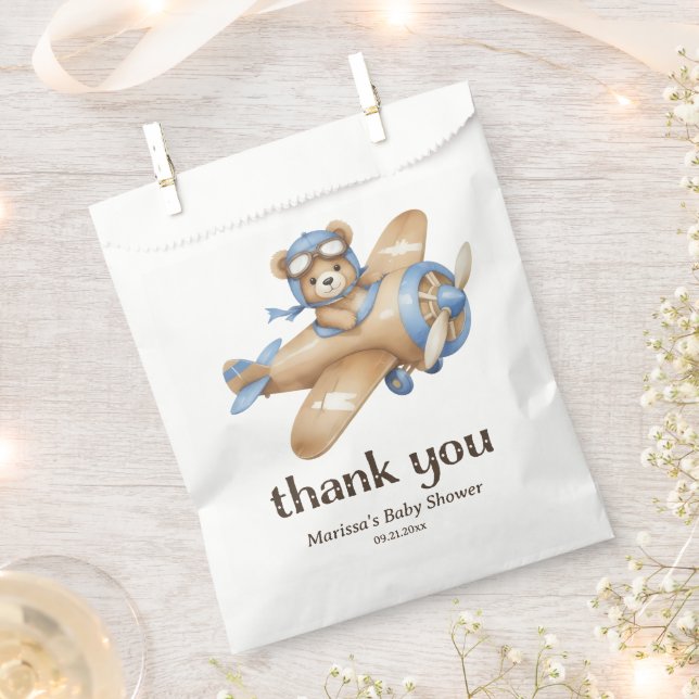 Vielen Dank Teddy Bear Pilot Baby Boy Dusche Geschenktütchen (Ausgeschnitten)