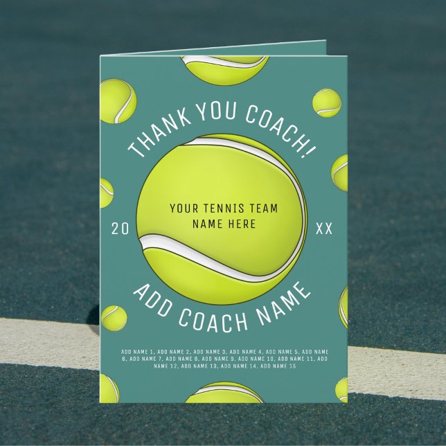 Vielen Dank Tennis Coach Fügen Sie Ihren Teamspiel Dankeskarte (Von Creator hochgeladen)
