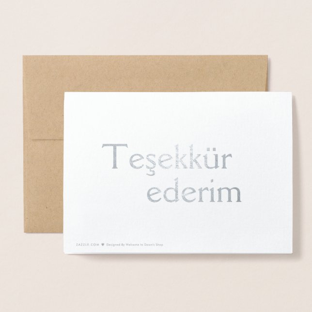 Vielen Dank (Teşekkür ederim) in Turkish Blank Folienkarte (Rückseite mit Umschlag)