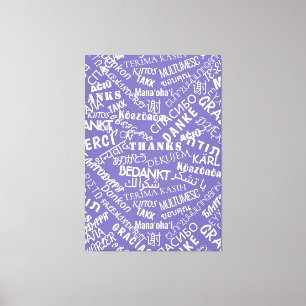 Vielen Dank Text Lila Canvas Print Multilingual Leinwanddruck