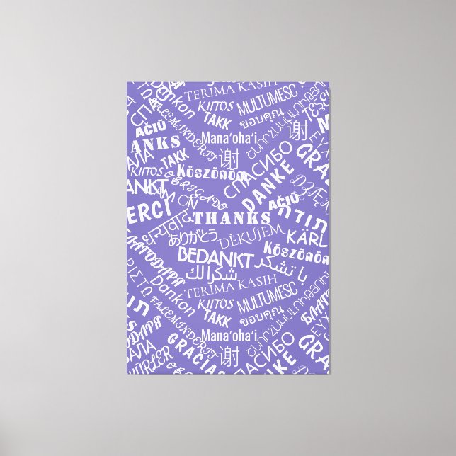 Vielen Dank Text Lila Canvas Print Multilingual Leinwanddruck (Vorderseite)