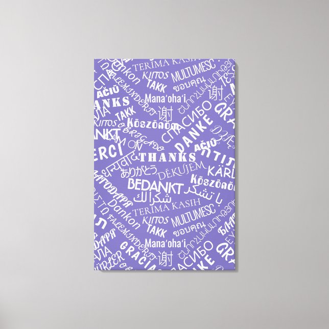 Vielen Dank Text Lila Canvas Print Multilingual Leinwanddruck (Vorderseite)
