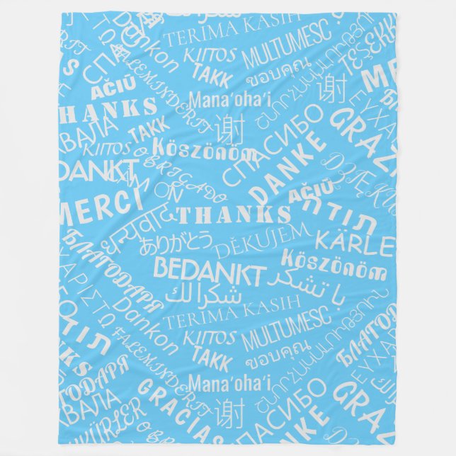 Vielen Dank Text Multilingual Blue Fleece Blanket (Vorderseite)