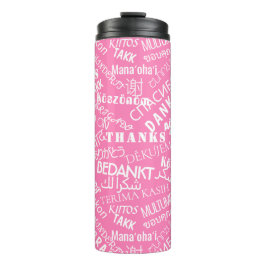 Vielen Dank Text Pink Thermal Tumbler Multilingual Thermosbecher