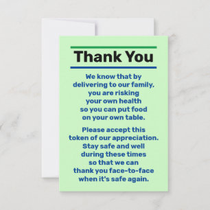 Vielen Dank Tip Delivery Driver Person Dankeskarte