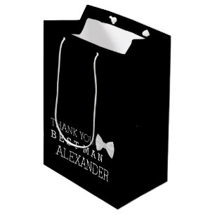 Vielen Dank Trauzeuge mit White Bow Krawatte perso Mittlere Geschenktüte