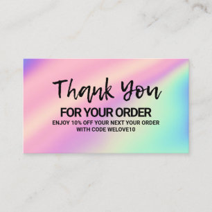 Vielen Dank Trendy Color Holo instagramm Discount Visitenkarte