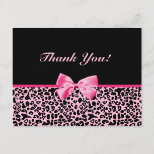 Vielen Dank, trendy rosa und schwarz Leopard Ribbo Postkarte