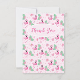 Vielen Dank Tropical Flamingo Blume Blätter Muster Dankeskarte