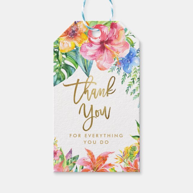 Vielen Dank | Tropische Hawaian-Blume Geschenkanhänger (Vorderseite)