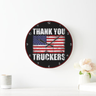 Vielen Dank, Truckers American Flag Große Wanduhr