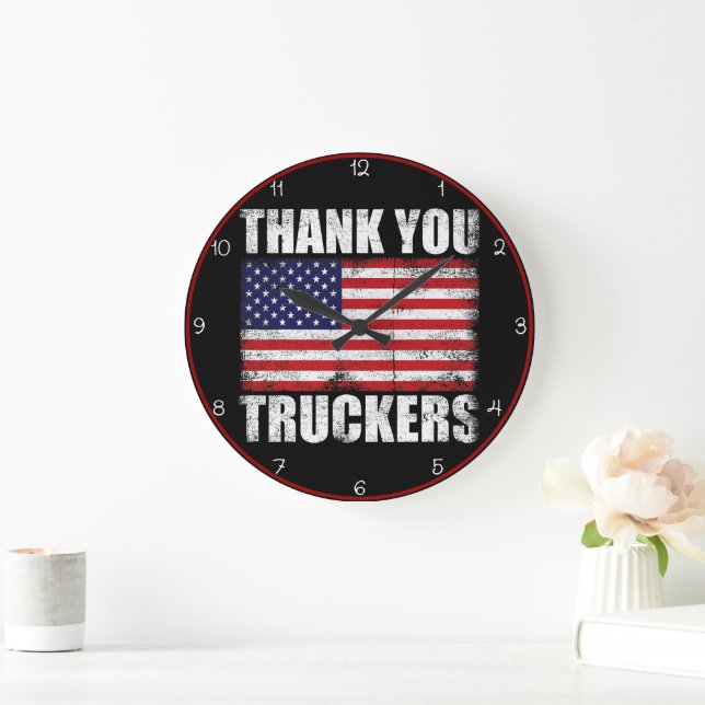 Vielen Dank, Truckers American Flag Große Wanduhr (Zuhause)