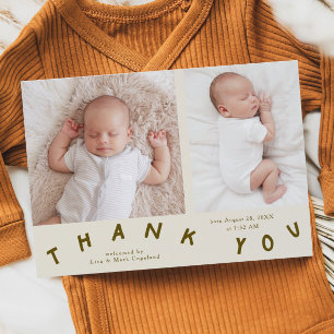 Vielen Dank Typografie Cream Birth Foto Ankündigung