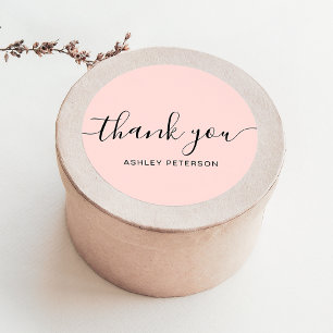 Vielen Dank Typografie minimalistisch pastellrosa Runder Aufkleber