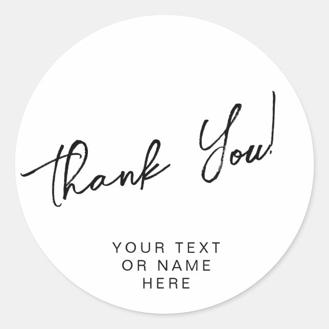 Vielen Dank Typografie minimalistisch schwarz-weiß Runder Aufkleber (Vorderseite)