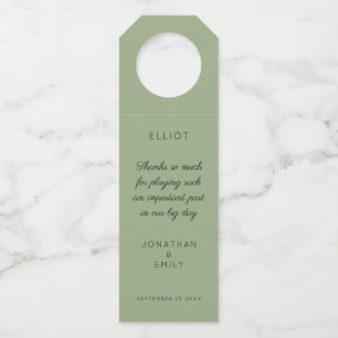 Vielen Dank Typografie Sage Green Name Wedding Flaschenanhänger