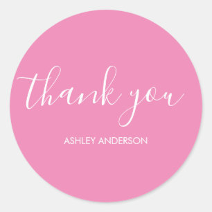 Vielen Dank Typografie Schlicht Pink Runder Aufkleber