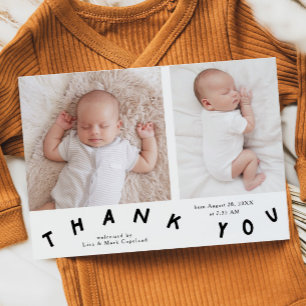 Vielen Dank Typografy Birth Announcement Foto Ankündigung